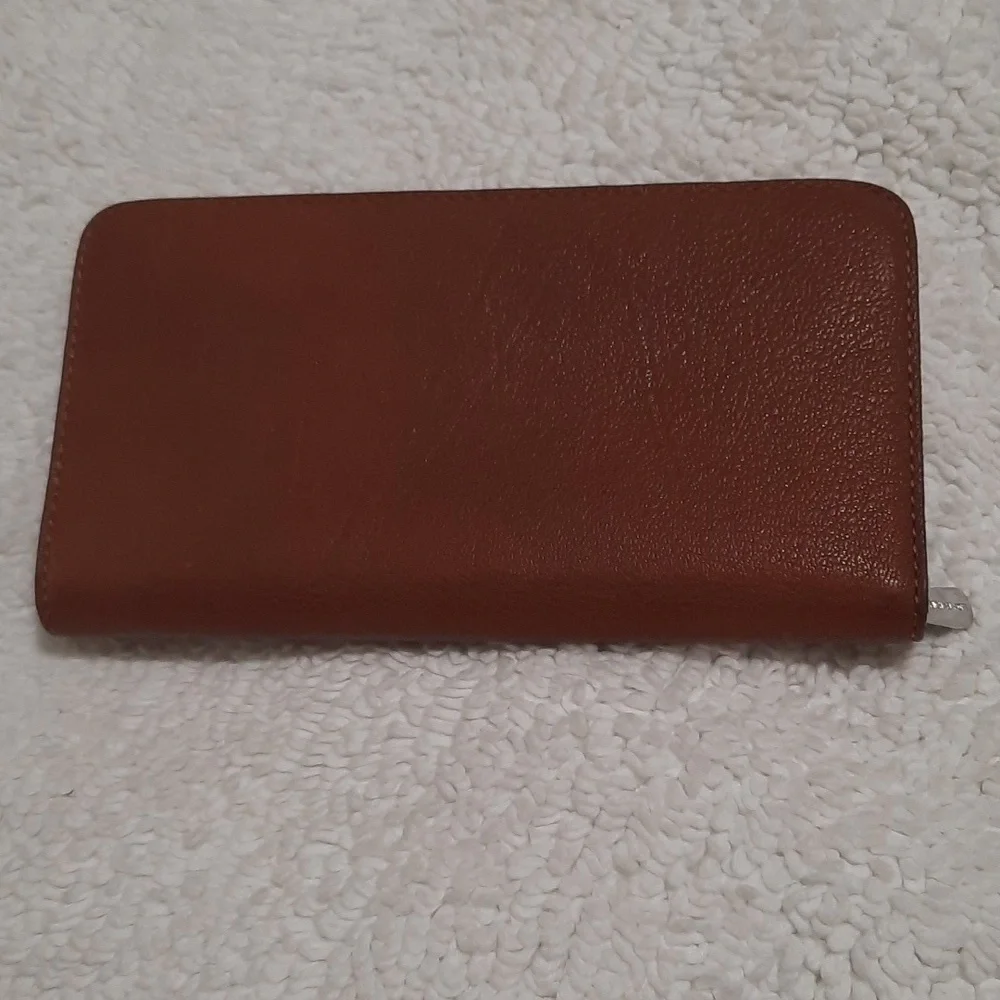 Michael Kors Brown Leather Wallet with Silver Accent